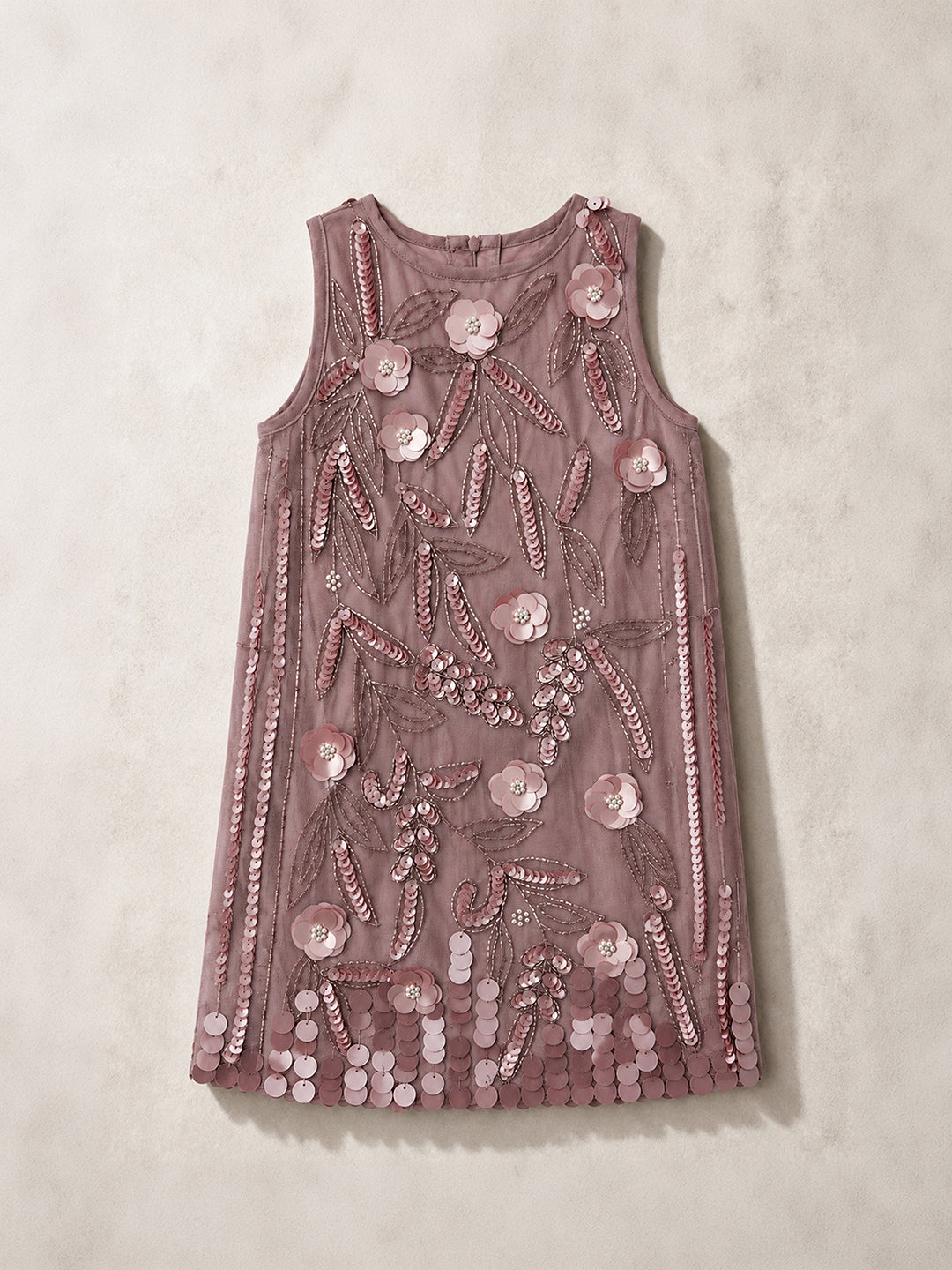 Cherry Crumble Girls Beige Ethnic Motifs Solid Polyester Straight A-line Dress