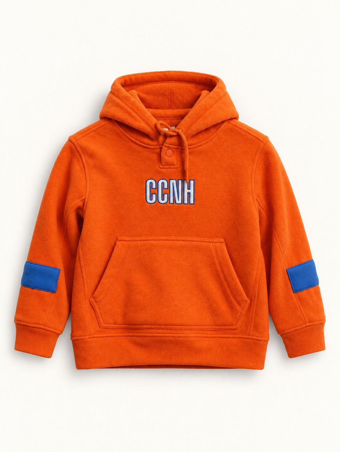 Kids Unisex Orange Solid Hooded Sweatshirt