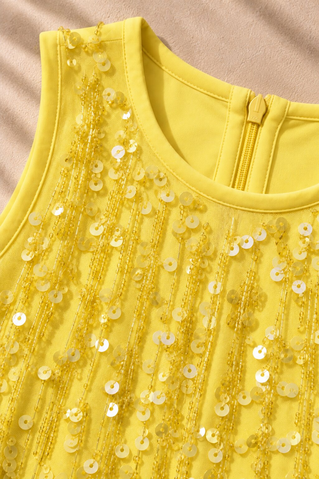 Girls Lemon Yellow Sequin Party Dress