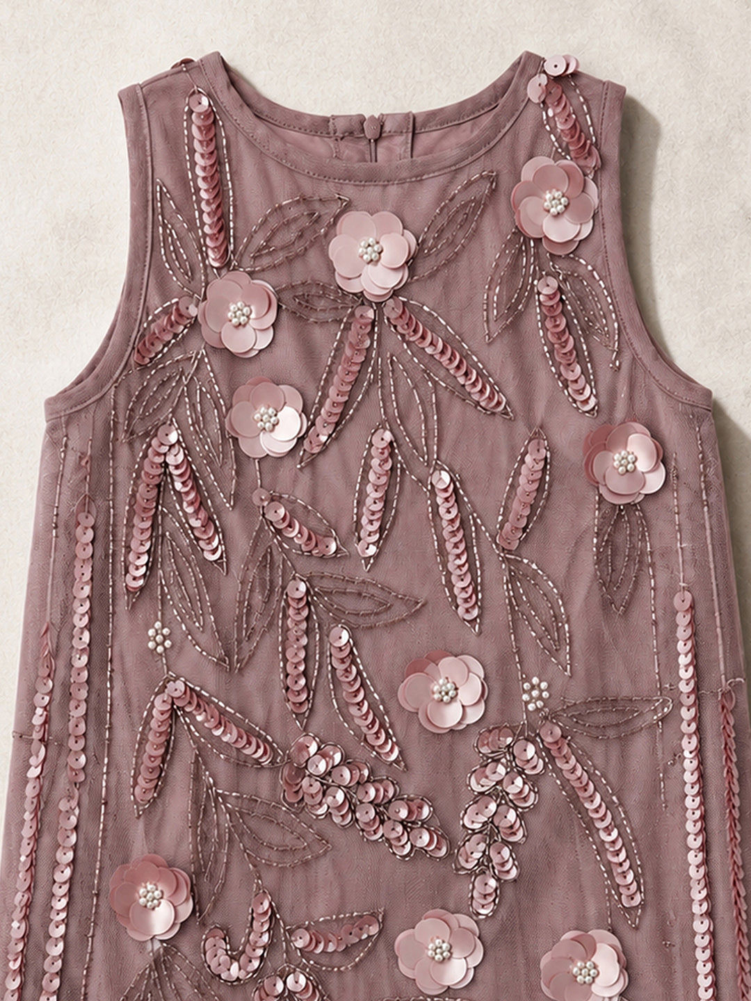 Cherry Crumble Girls Beige Ethnic Motifs Solid Polyester Straight A-line Dress