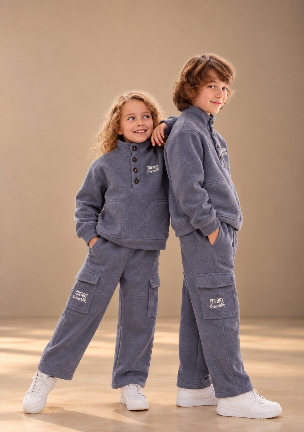 Unisex Kids Blue Fleece Cargo Winter Co-ord Set