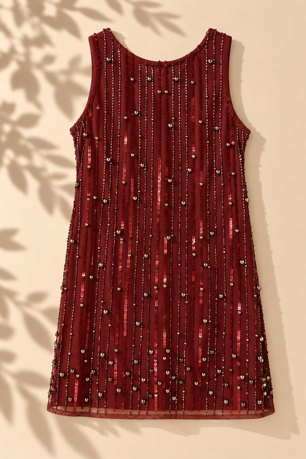 Girls Wine Sequin Embellished A-Line Party Dress