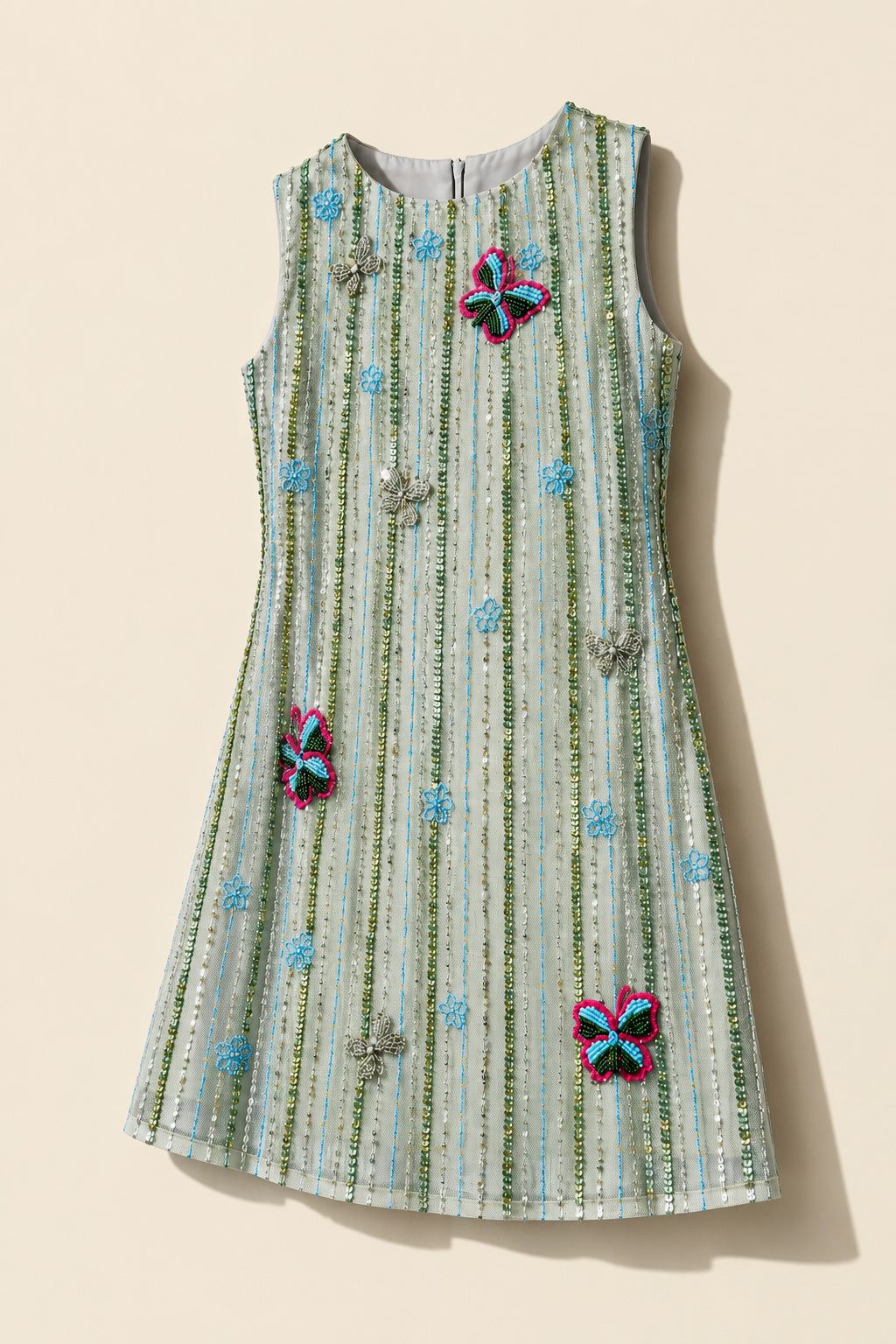 Girls Mint Butterfly Sequin A-Line Party Dress