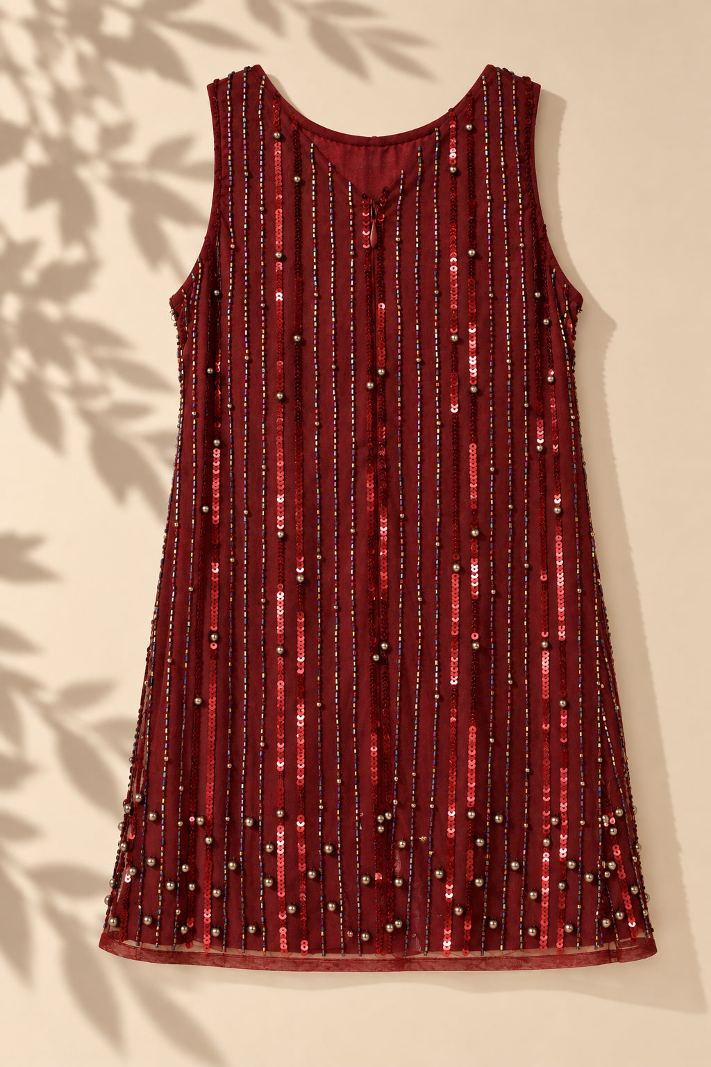 Girls Wine Sequin Embellished A-Line Party Dress