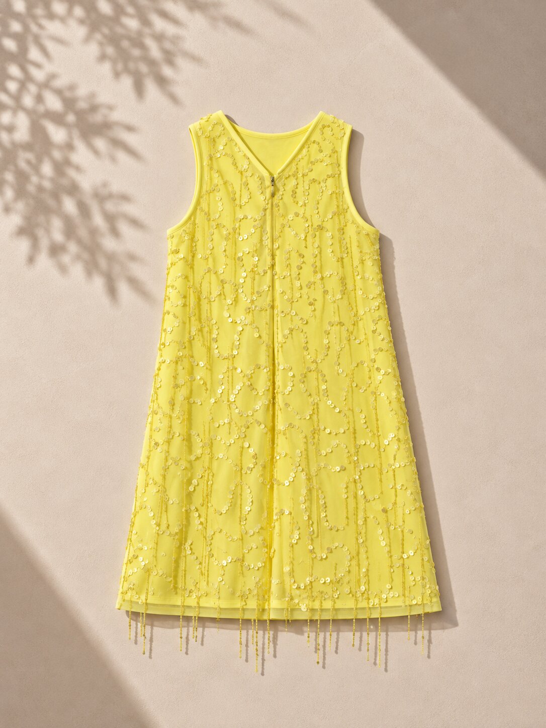 Girls Lemon Yellow Sequin Party Dress