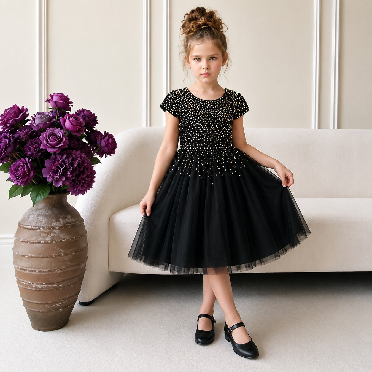 Holiday Glow Sparky Black Gleaming Dress