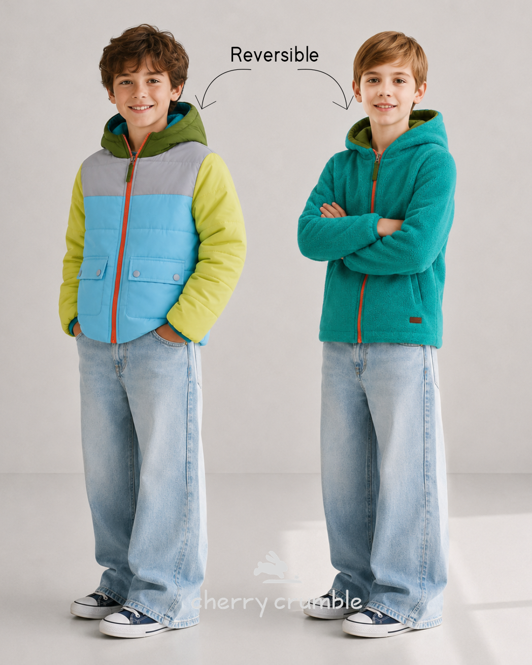 Unisex Kids Reversible Colourblock Winter Jacket