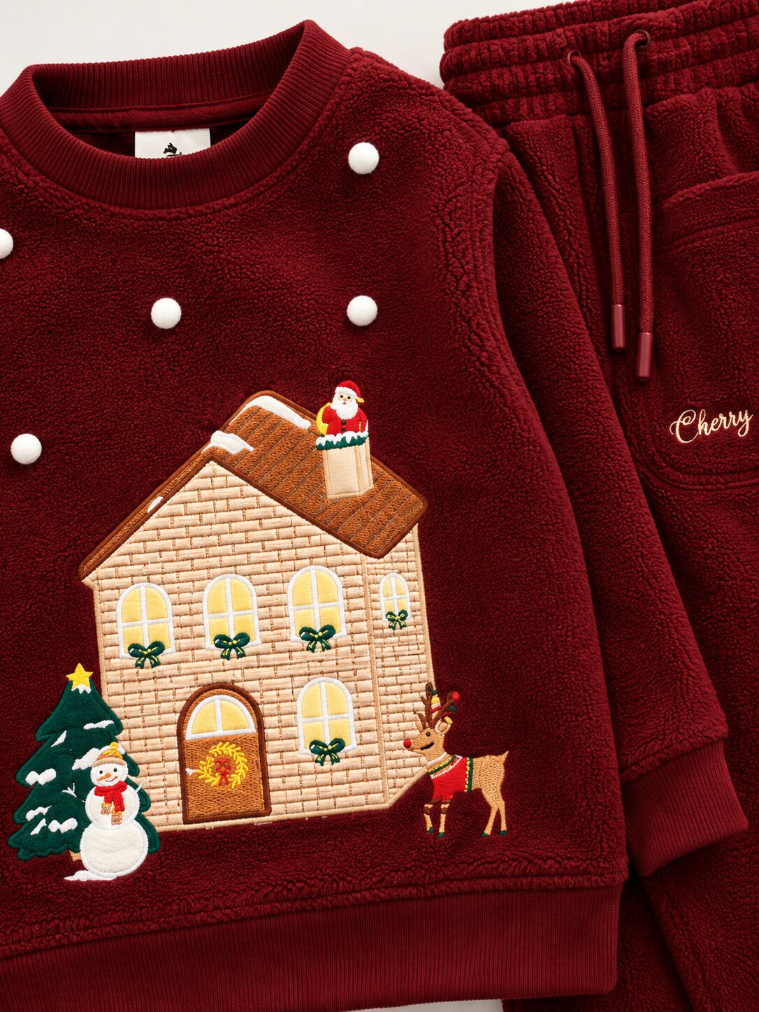 Unisex Kids Maroon Patch Work Sweatshirt with Trouser Co-Ord Set