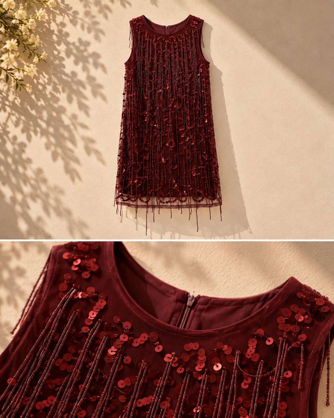 Maroon Sequin Party Dress for Girls