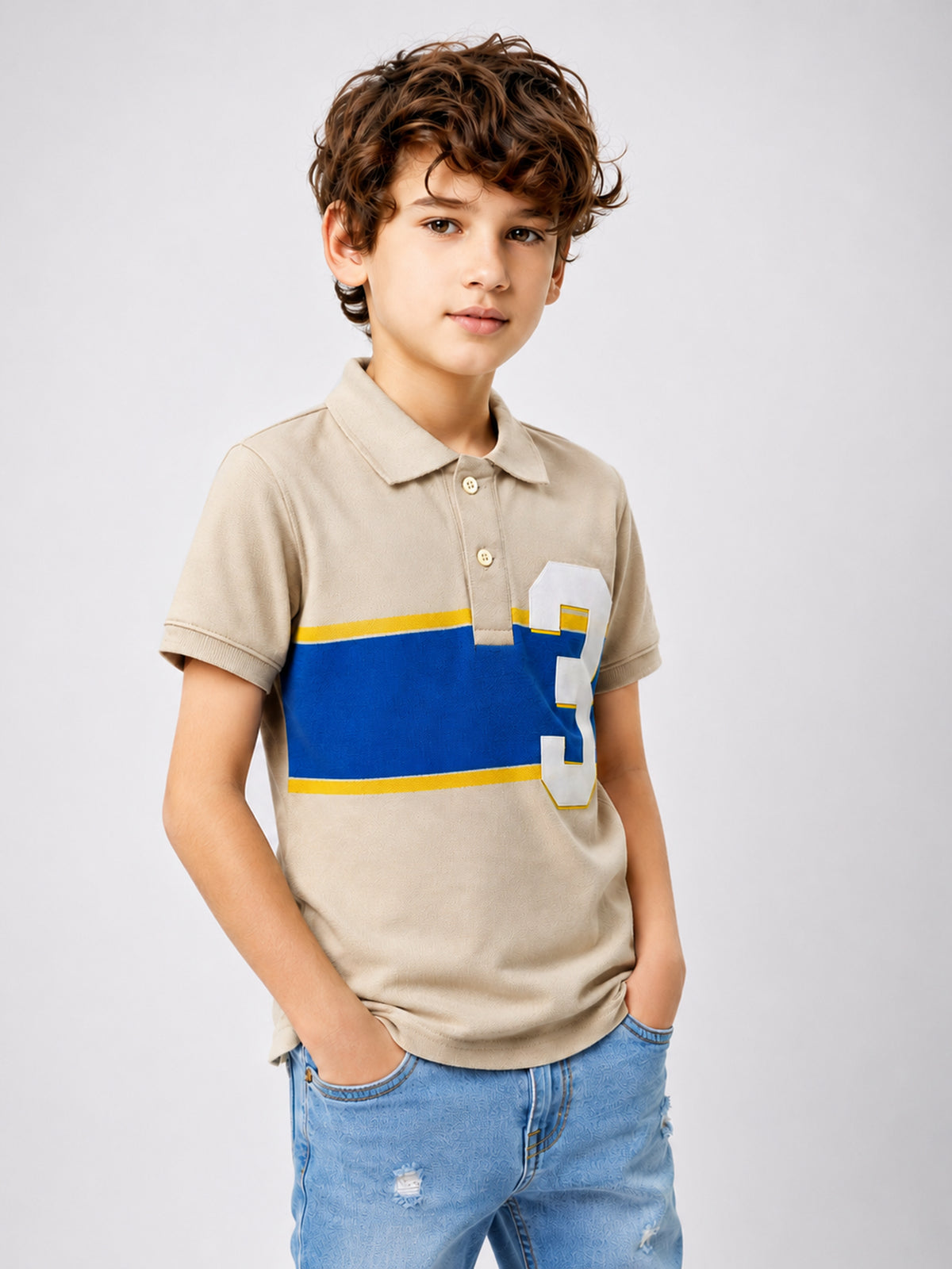 Kids Sporty Color-Block Polo T-Shirt