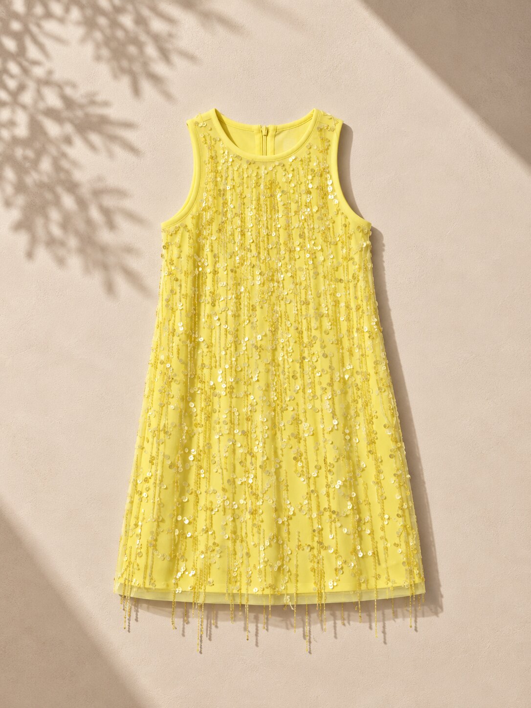 Girls Lemon Yellow Sequin Party Dress