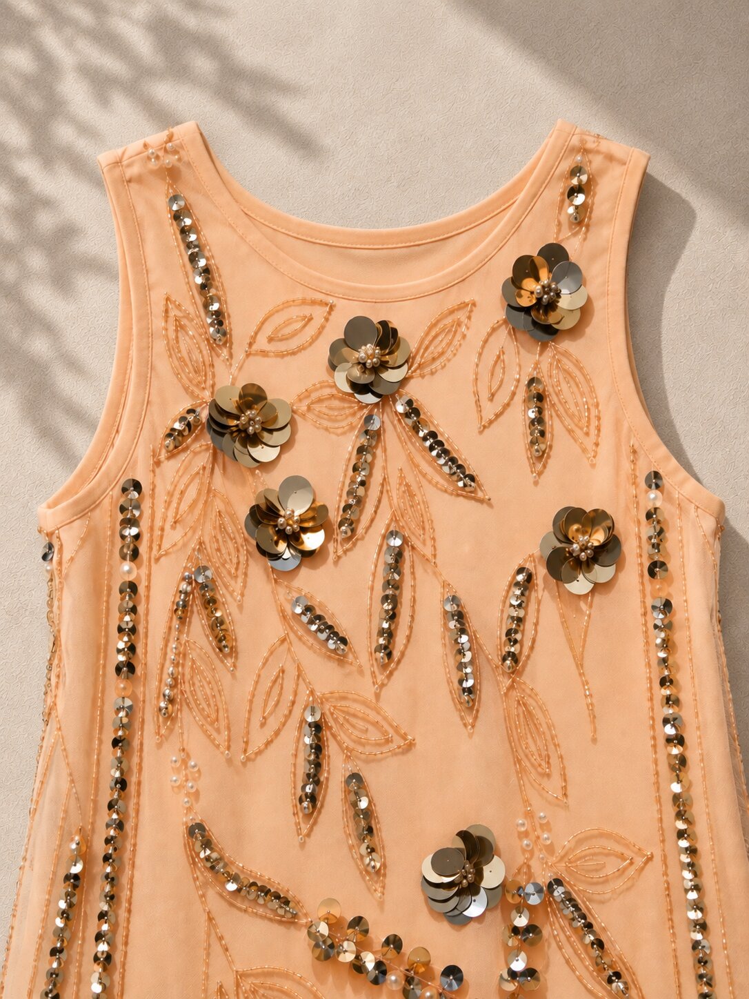 Peach Sequin Party Dress for Girls