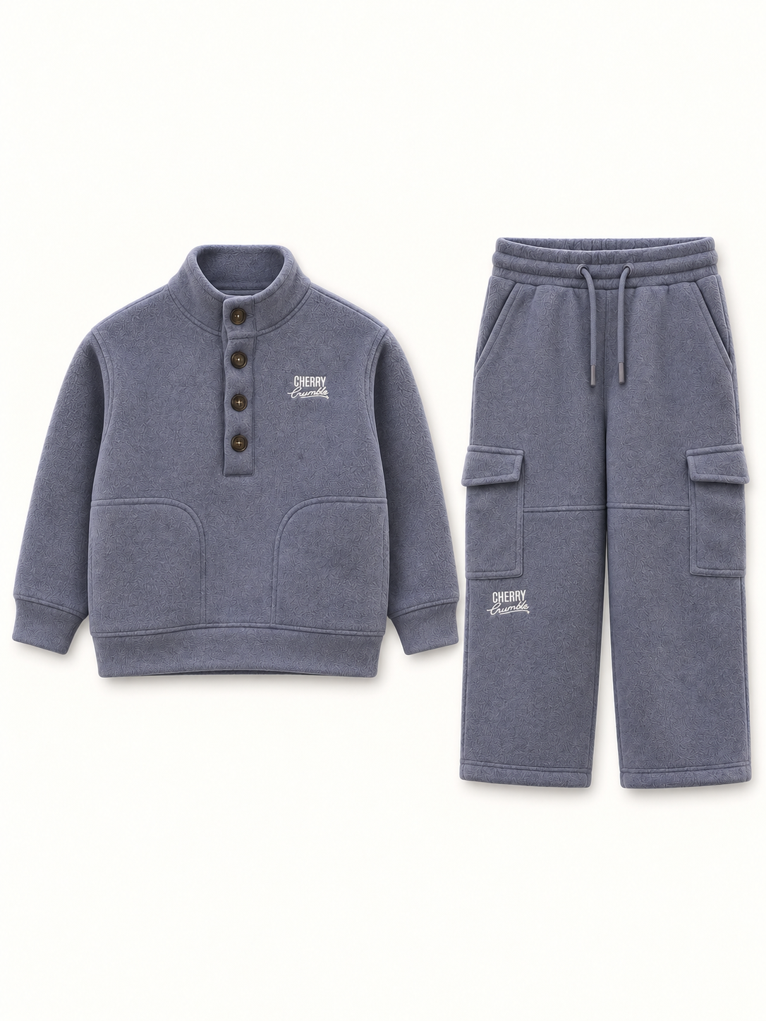 Unisex Kids Blue Fleece Cargo Winter Co-ord Set