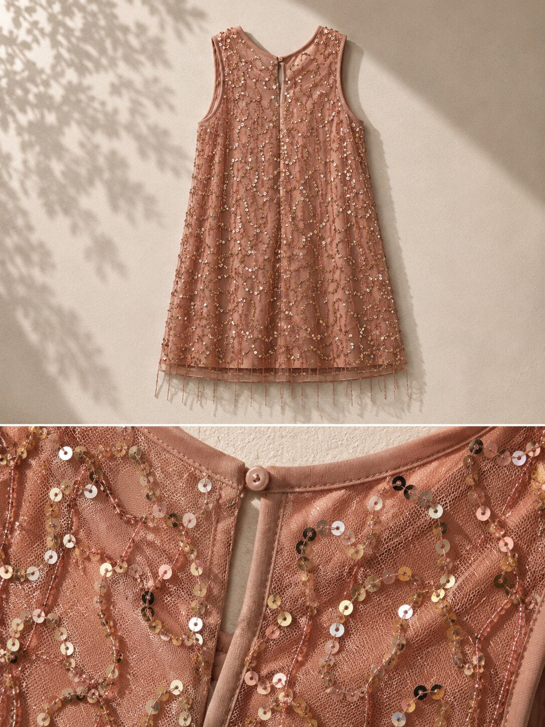 Girls Baby Pink Sequin Party Dress