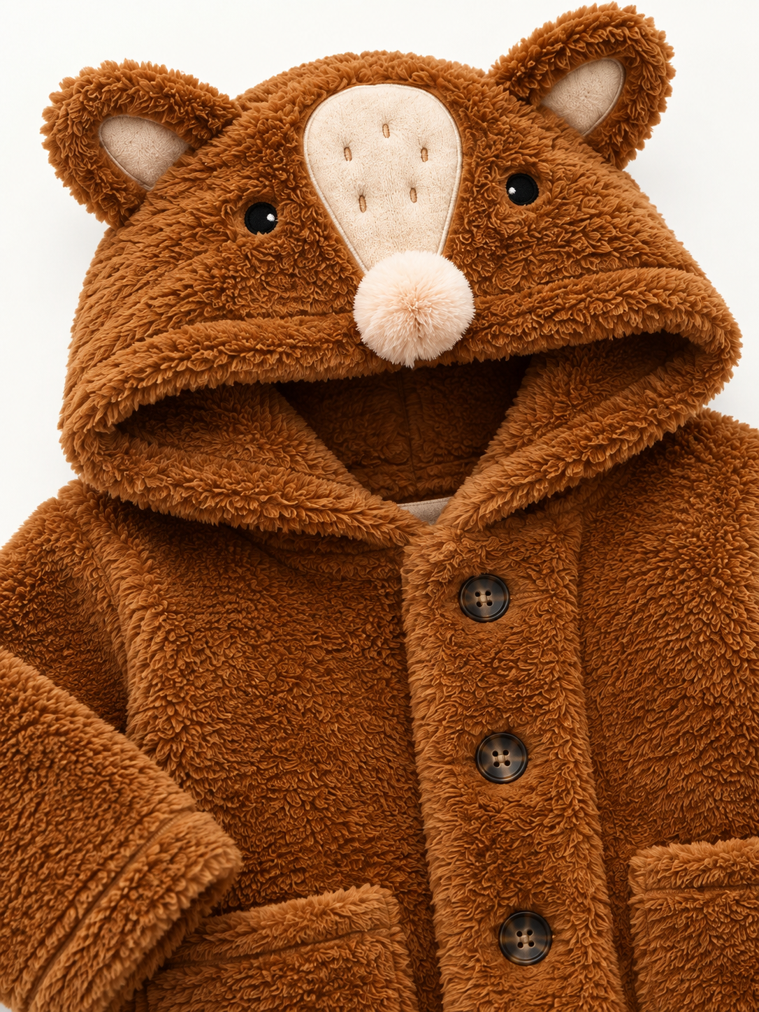 Unisex Kids Animal Teddy Fleece Hooded Bathrobe