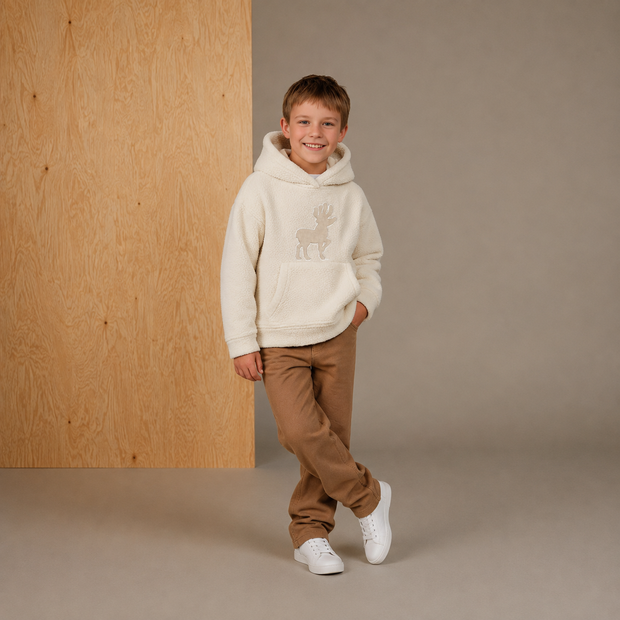 Klassischer beiger Hoodie
