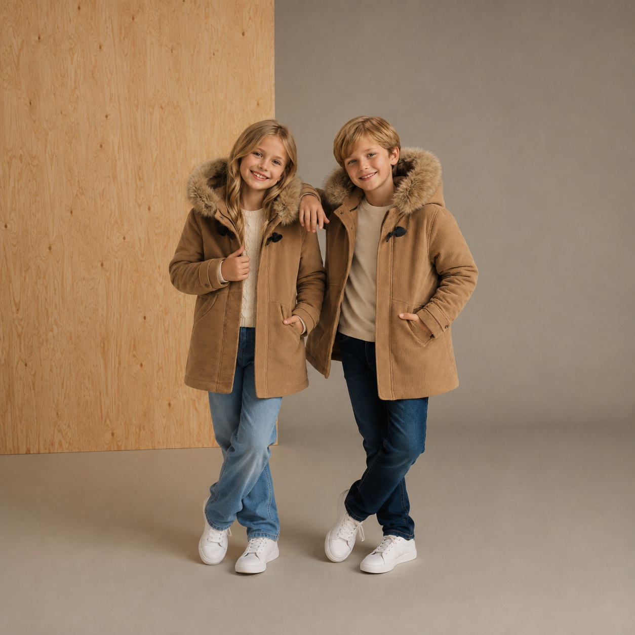 Beige Textured Cozy Hoodie Jacket