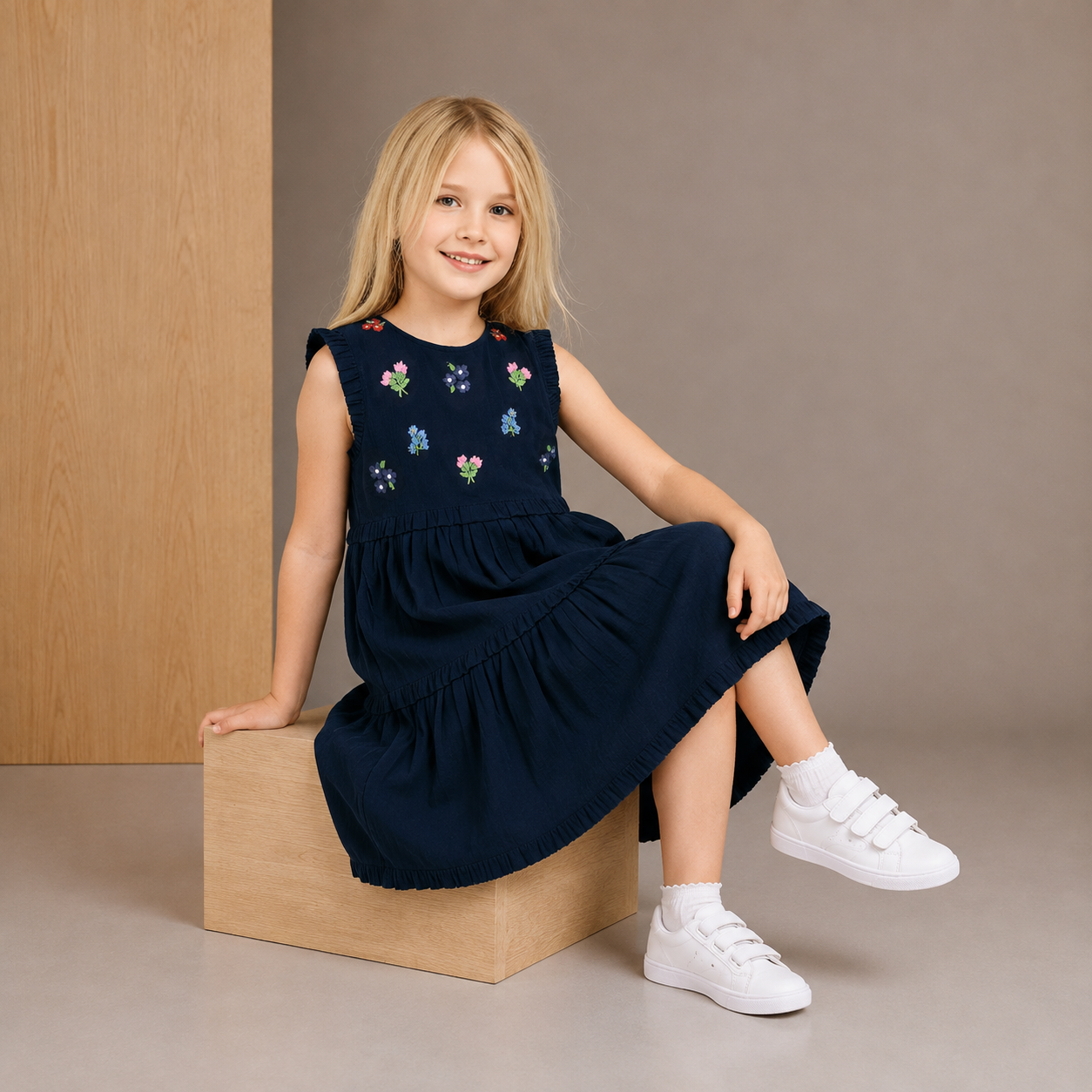 Robe d'été noire unie tendance brodée