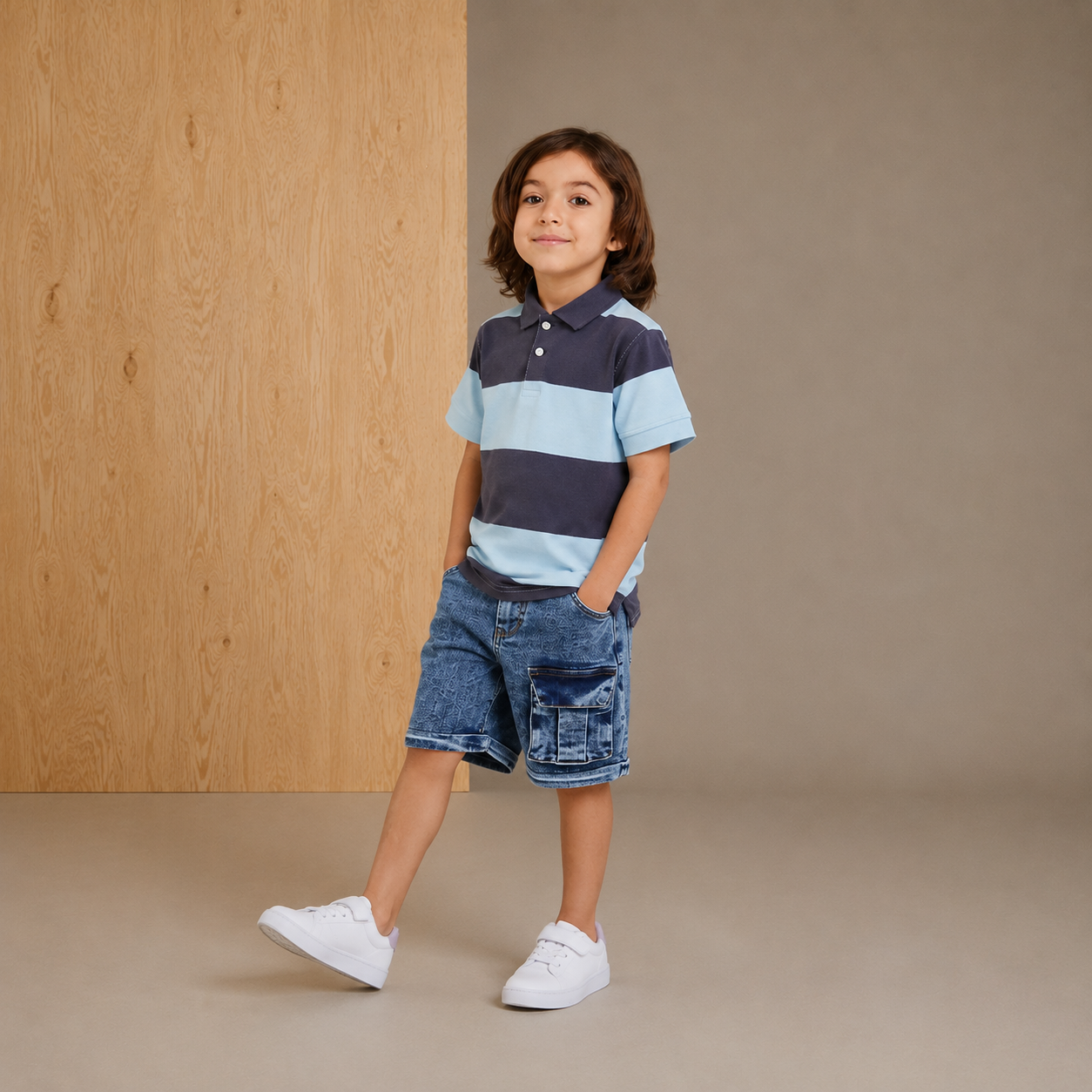 Mehrfarbig gestreiftes kuscheliges elegantes Sommer-T-Shirt