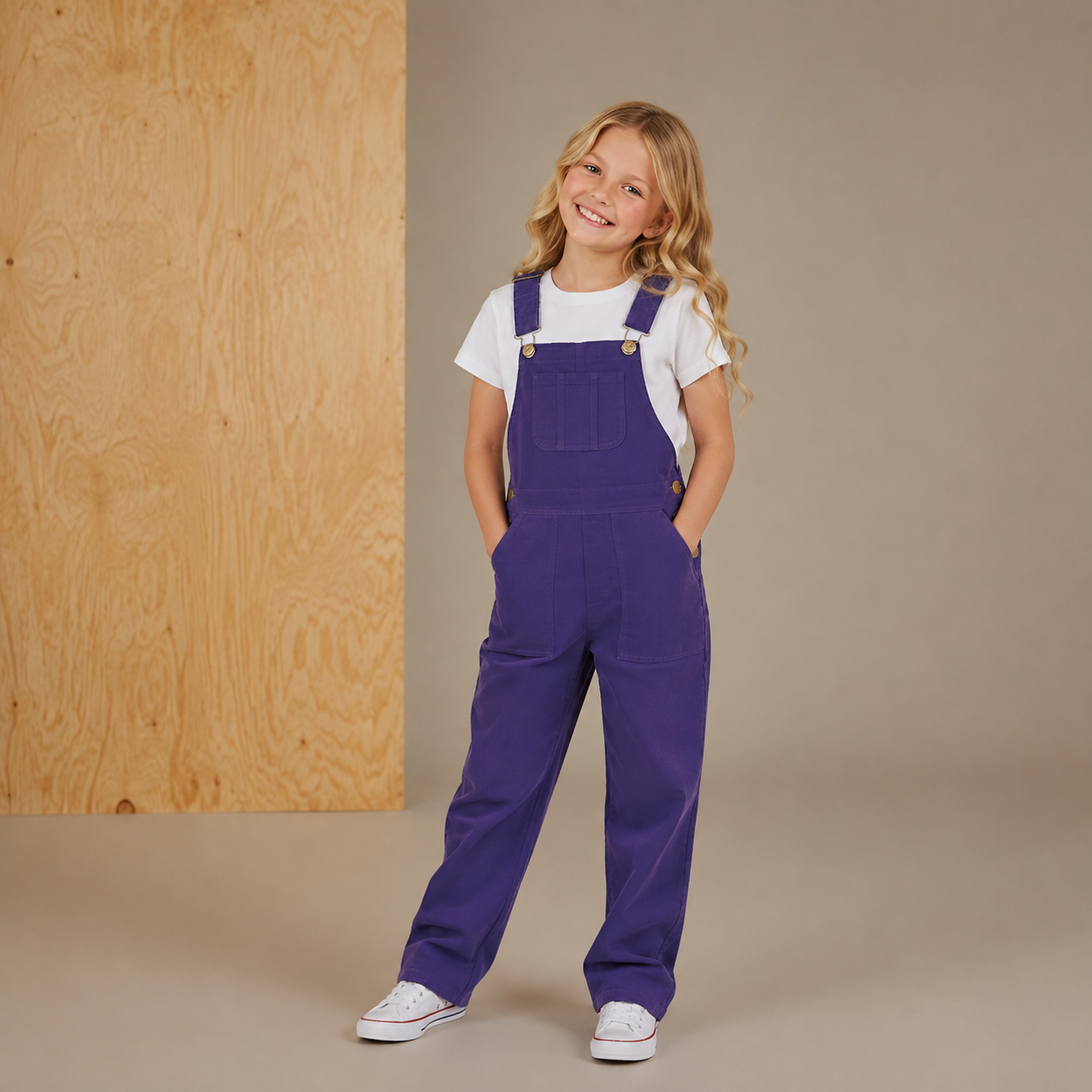 Girls Navy Blue Cotton Dungaree – Classic Summer Fit
