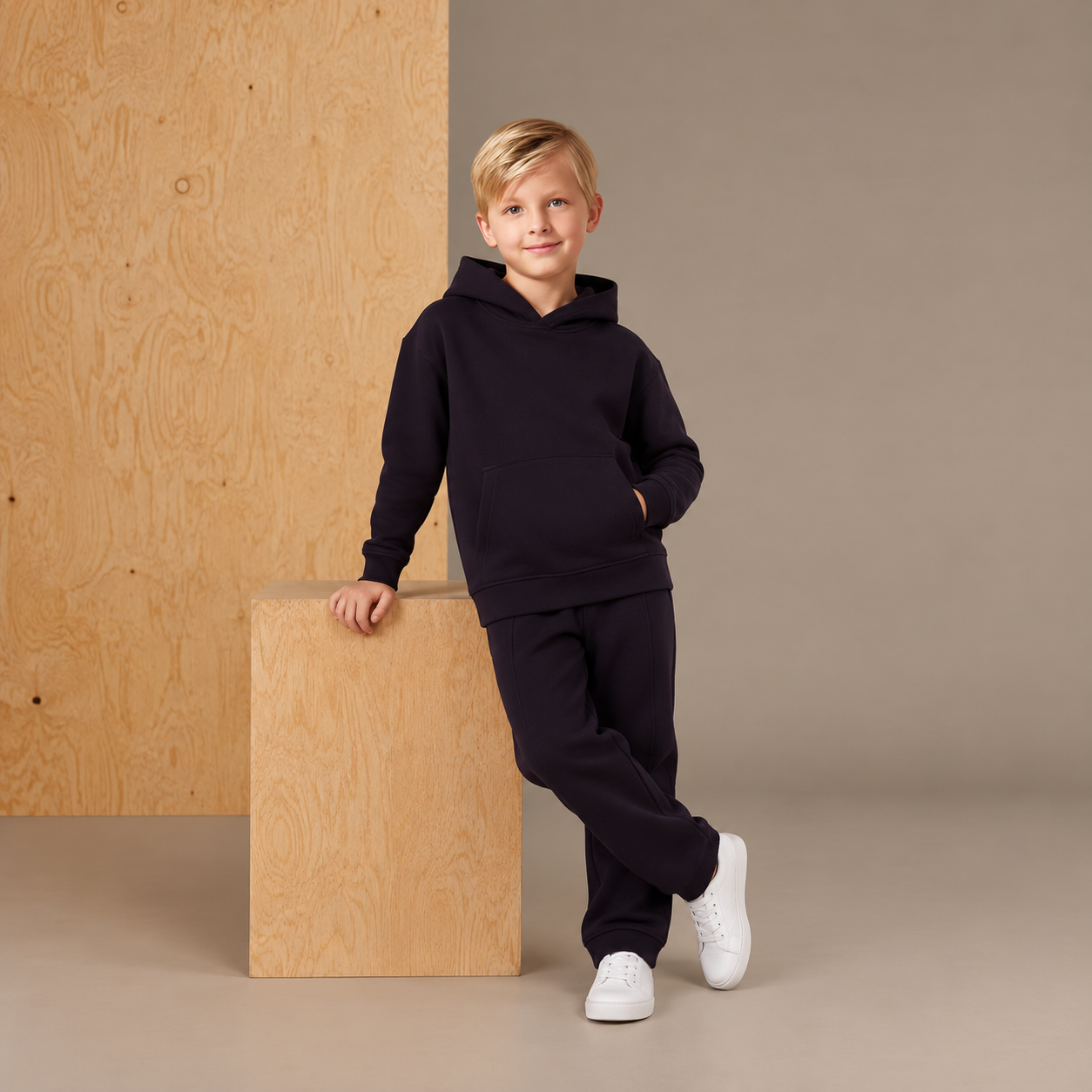 Brown Solid Unisex Sweat Set