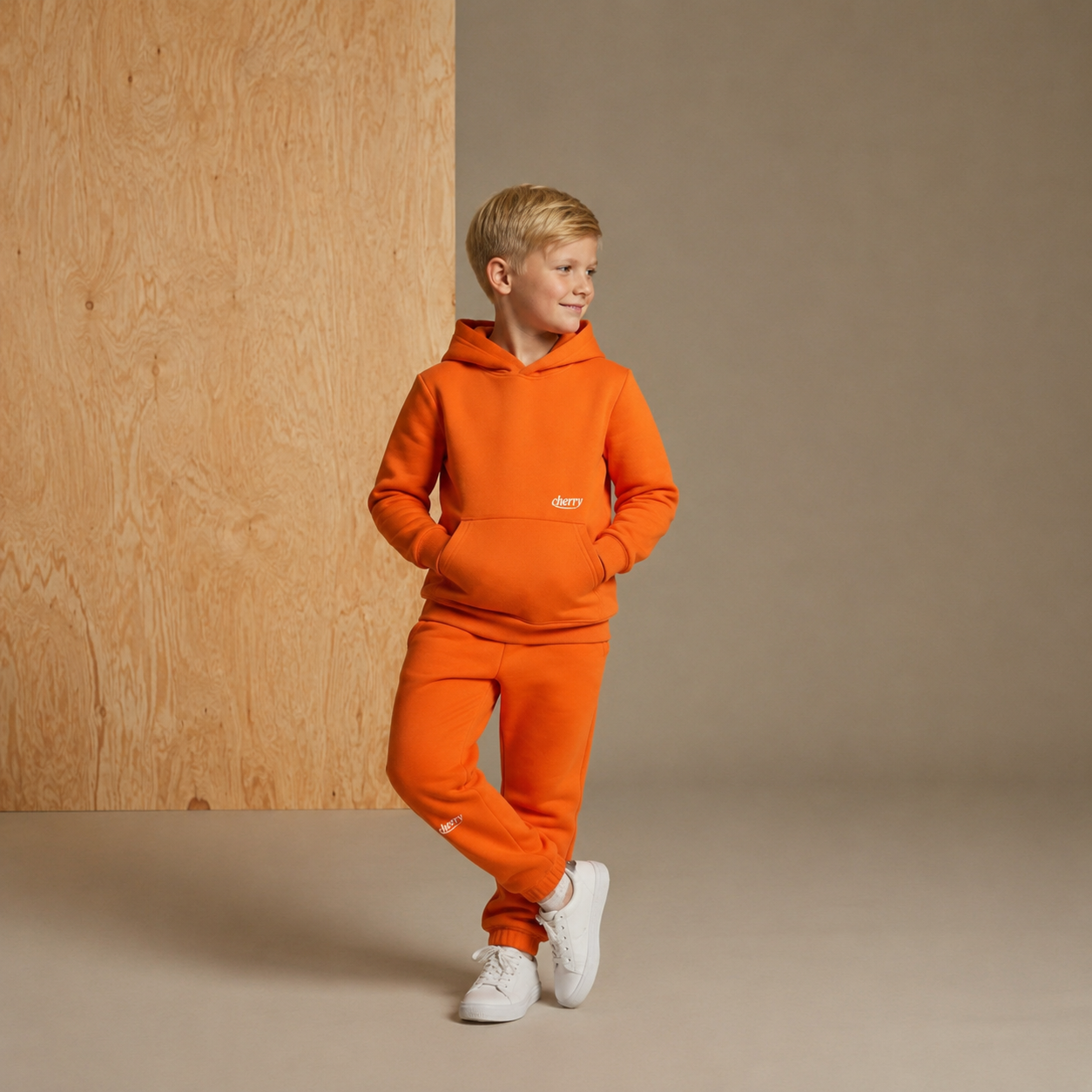 Orange Hoodie Solid Unisex Sweat Set