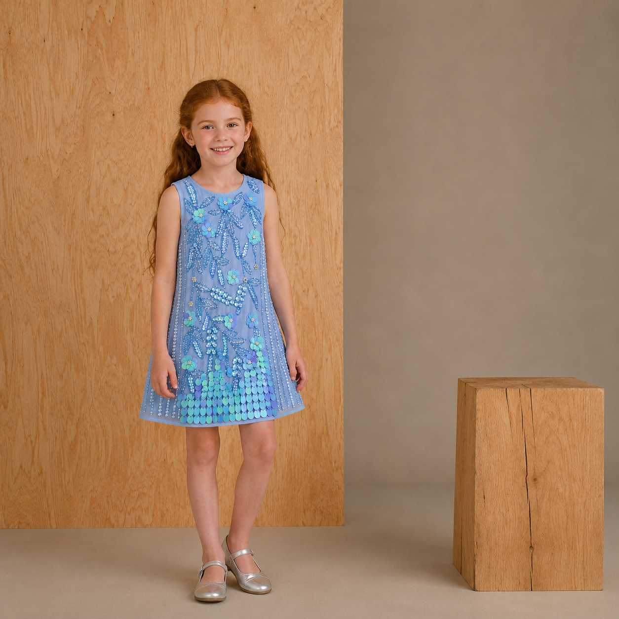 Blue Embellished Party Wear Dress