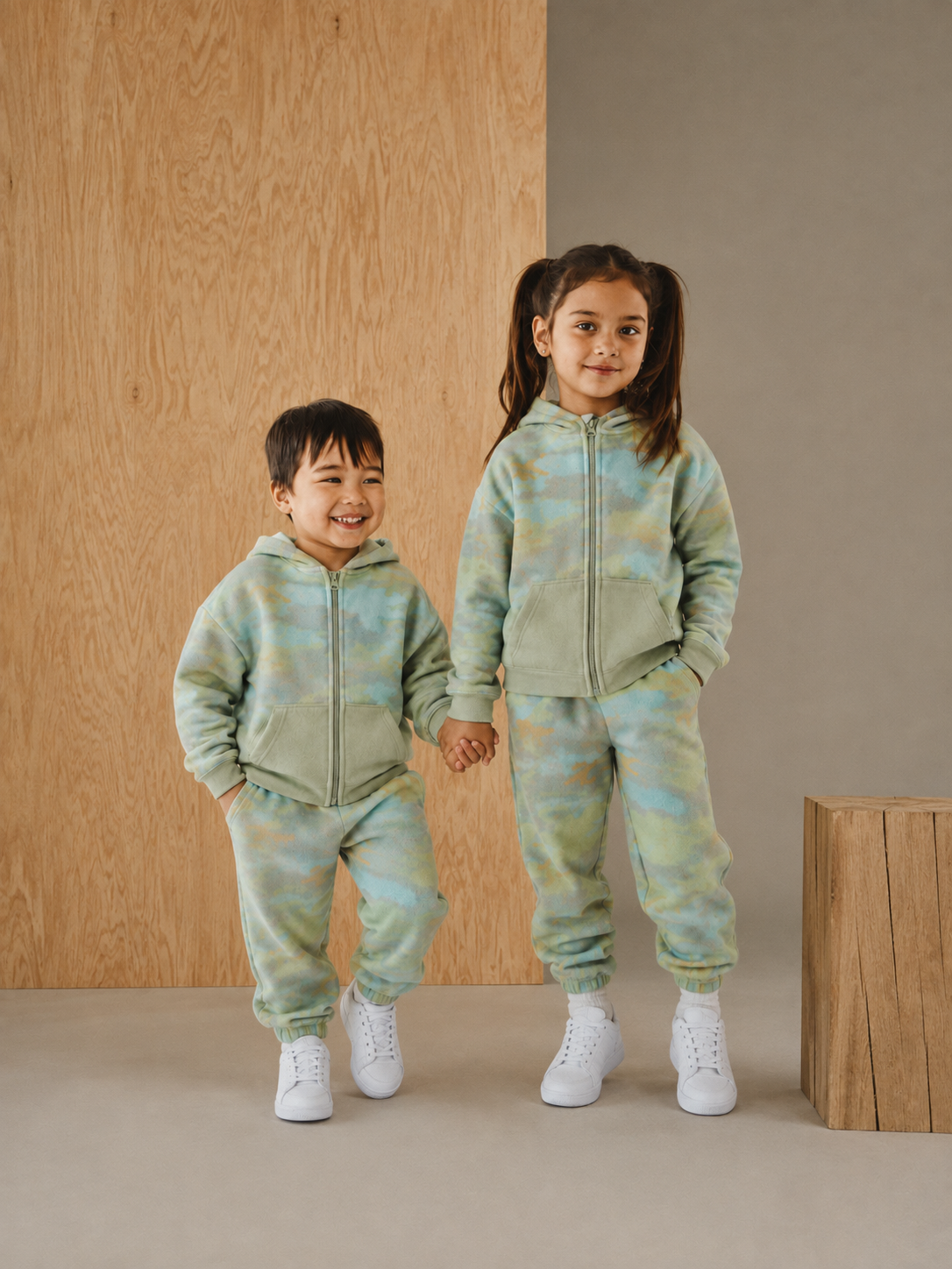 Ensemble sweat à capuche et pantalon de jogging camouflage multicolore