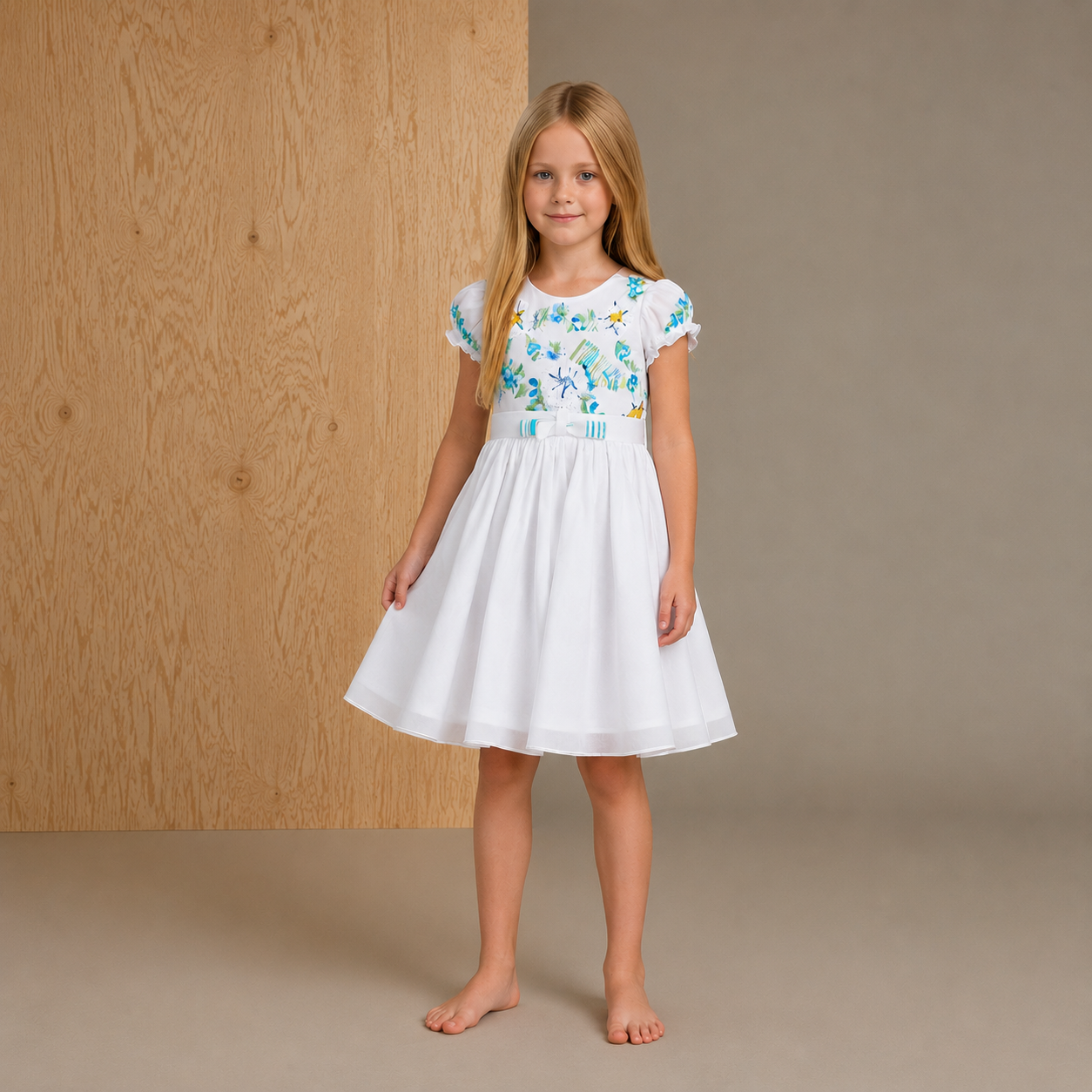 Weißes, einfarbiges, trendiges, stylisches Kleid