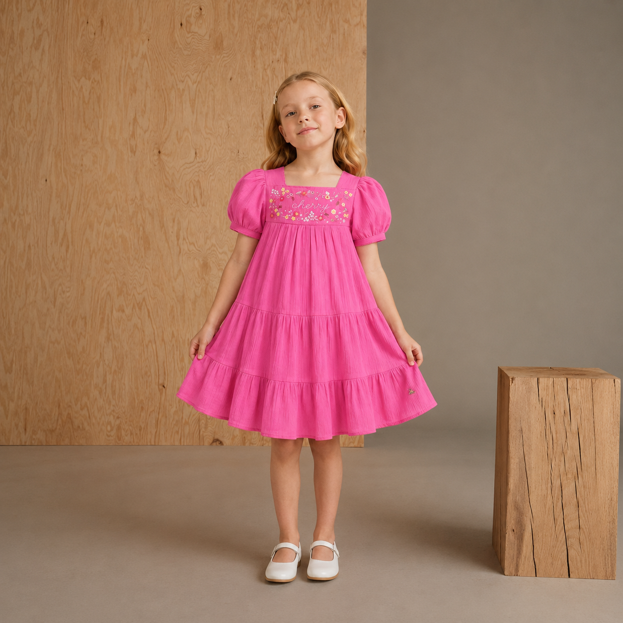 Rosa besticktes süßes Kleid