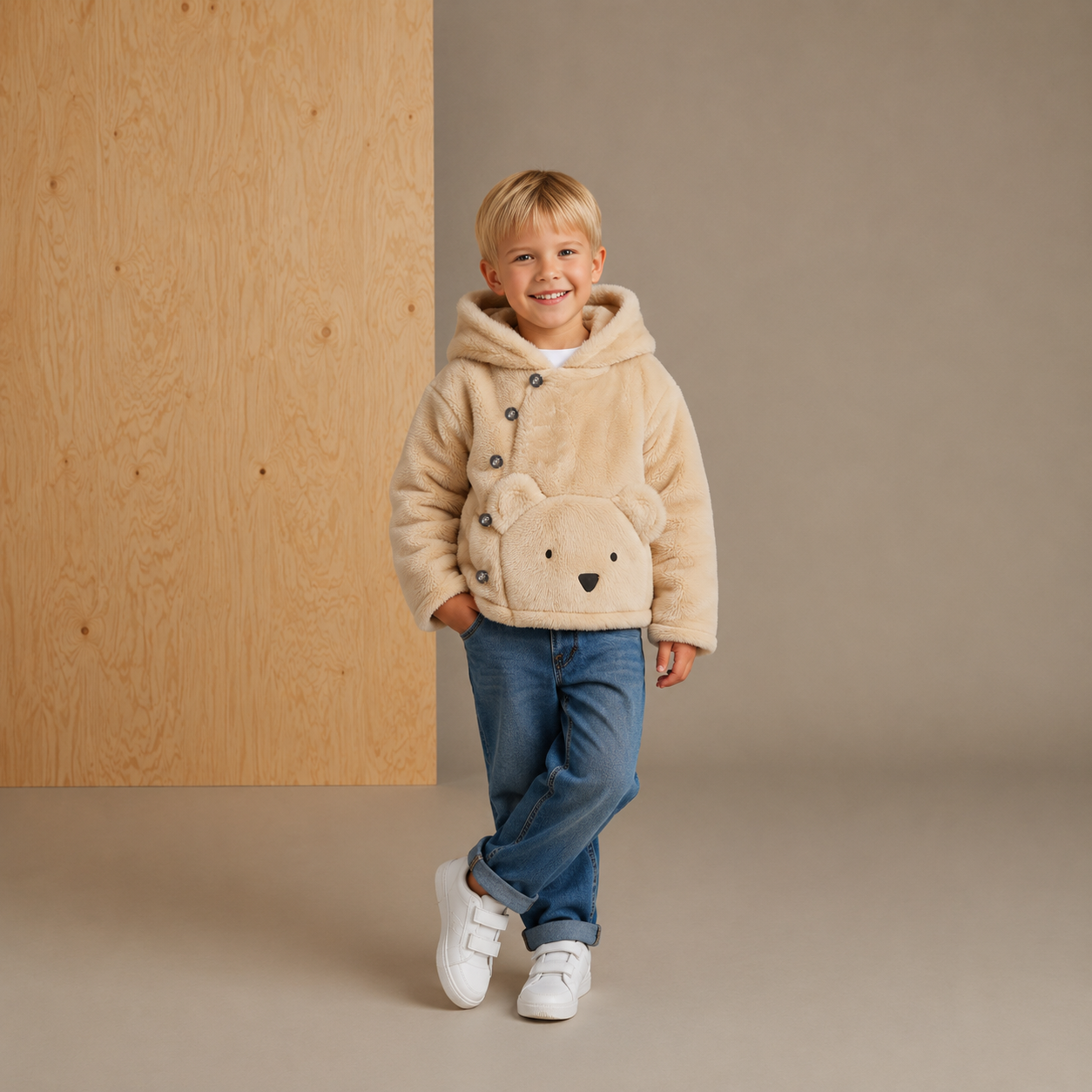 Cremefarbenes, kuschelig-schickes Winter-Sweatshirt