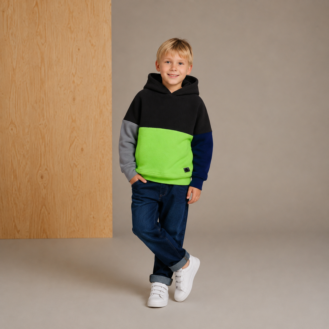 Edles Sweatshirt mit mehrfarbigen Farbblöcken