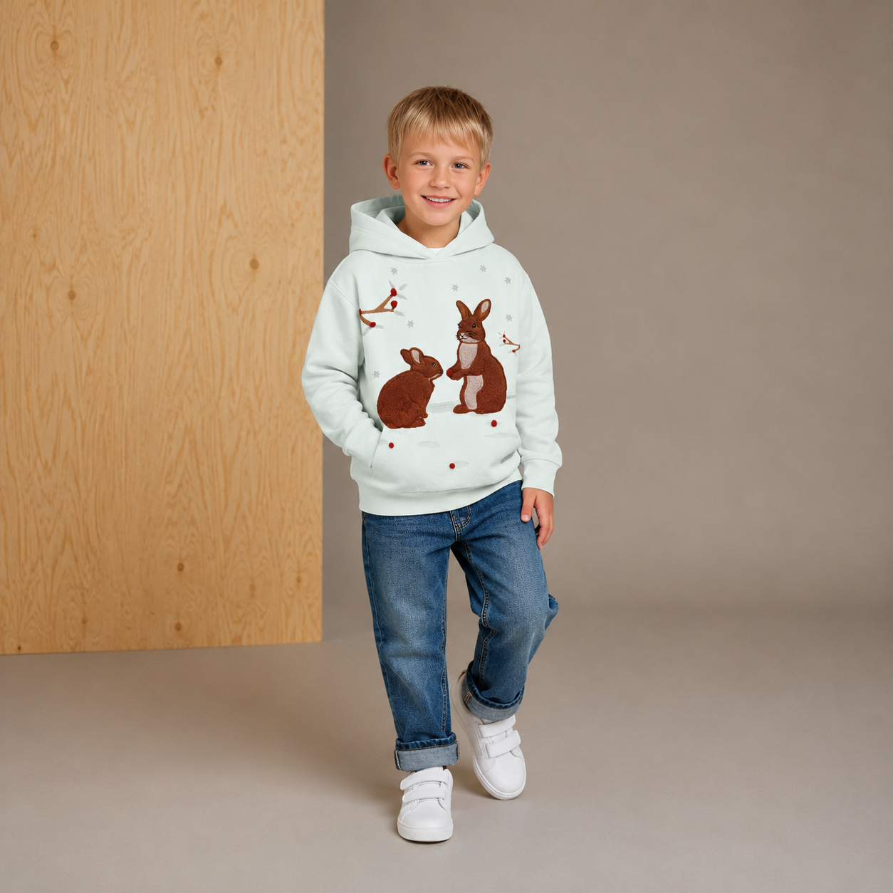 Minzfarbenes schickes Applikations-Sweatshirt