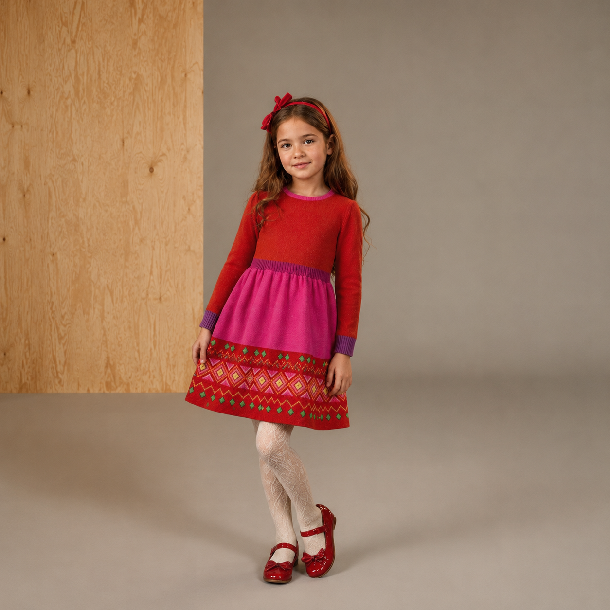 Multicolor Intersia Knitting Dress