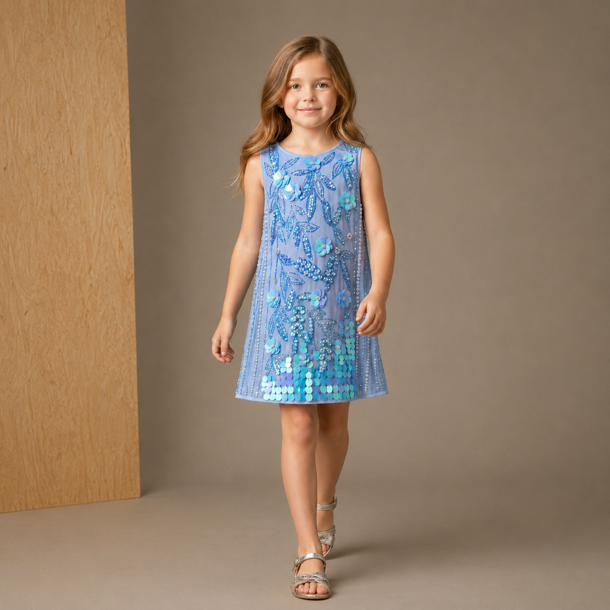 Blue Embellished Party Wear Dress