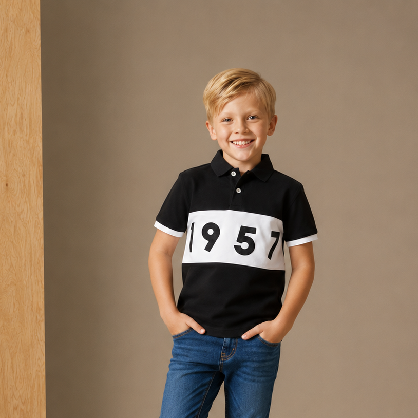 Black & White Color Block Polo T-Shirt