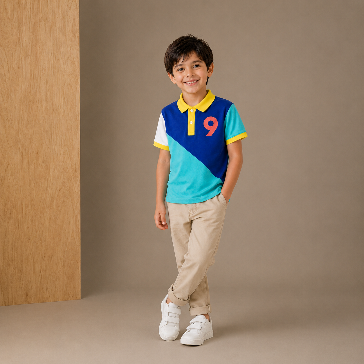 Multicolor Color Block Polo T-Shirt