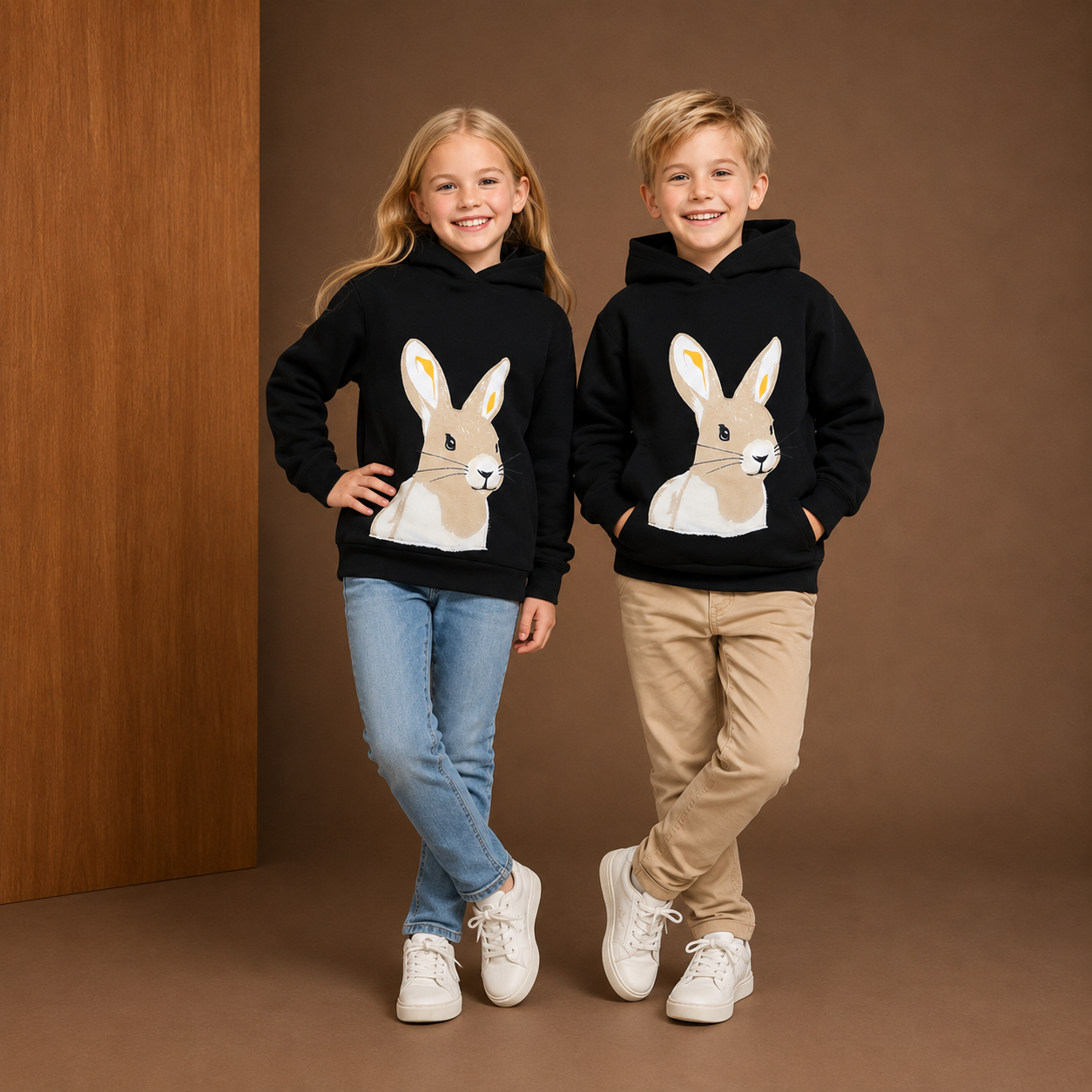 Mitternachtsschwarzer kuscheliger Fleece-Kapuzenpullover