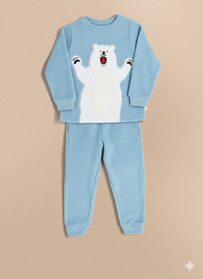 Sky Blue Applique Snug Smart Winter Nightsuit