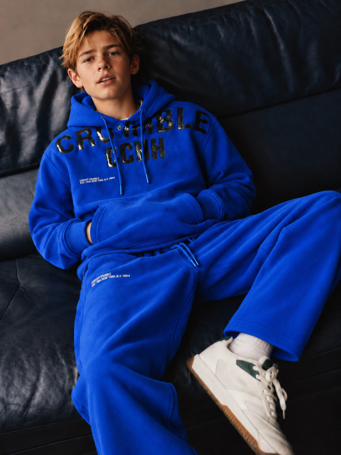 Kids Unisex Blue Graphic Hoodie & Jogger Set
