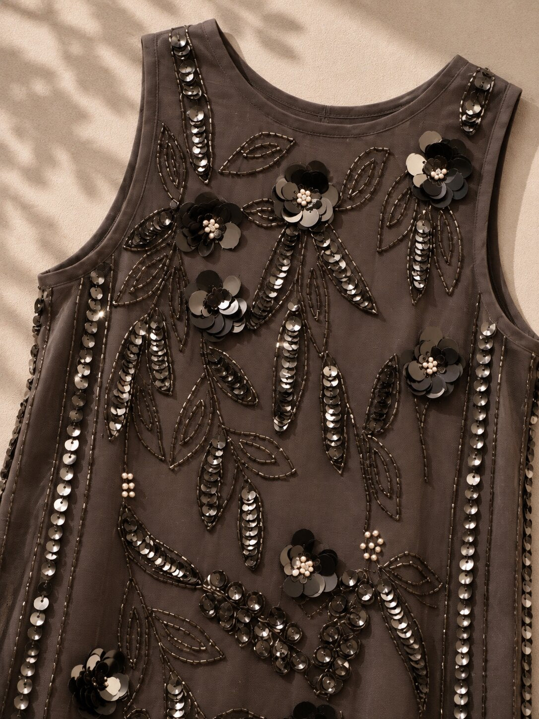 Charcoal Grey Sequin Party Dress for Girls