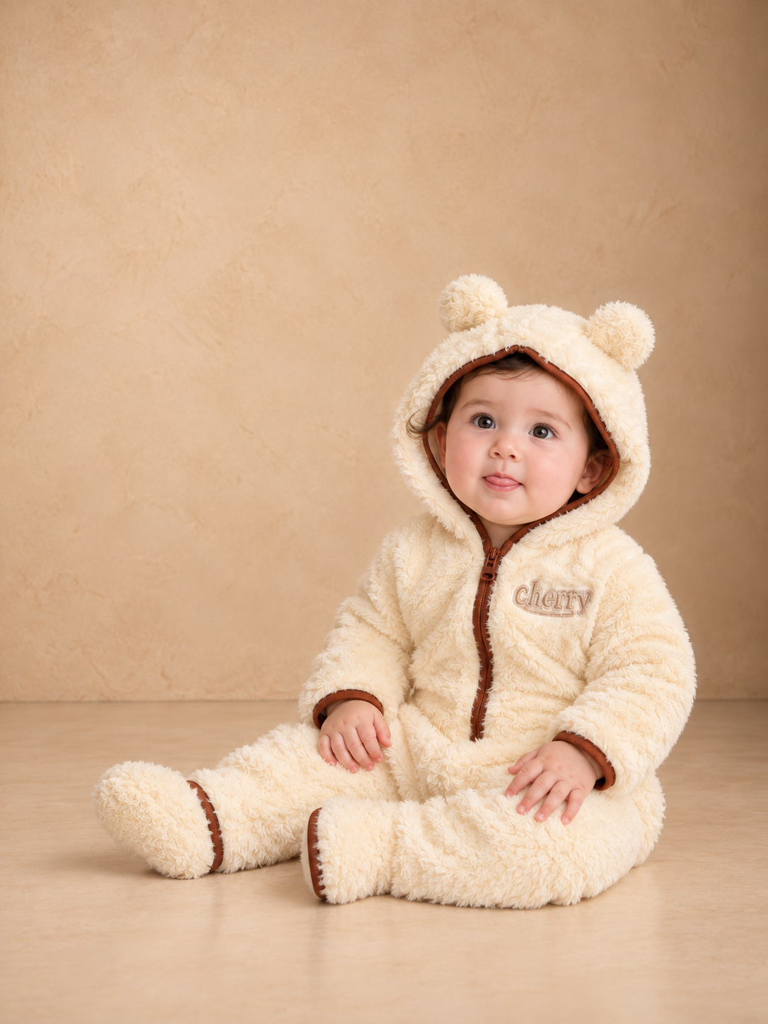 Unisex Kids Bear Teddy Fleece Winter Romper