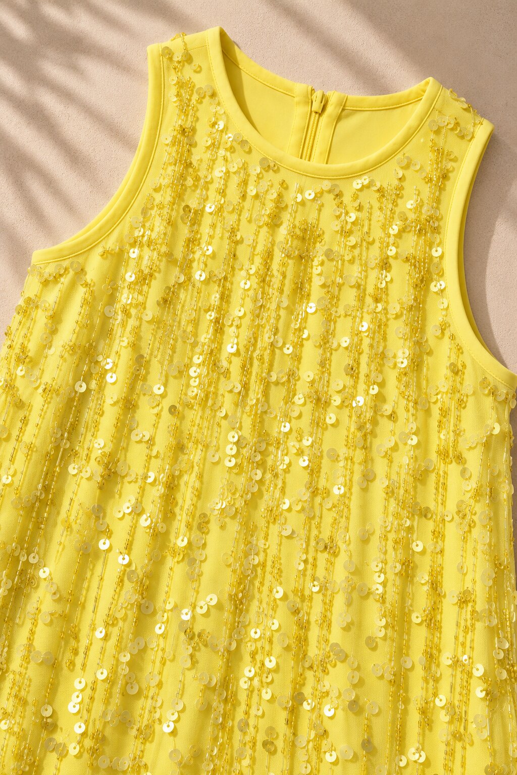 Girls Lemon Yellow Sequin Party Dress