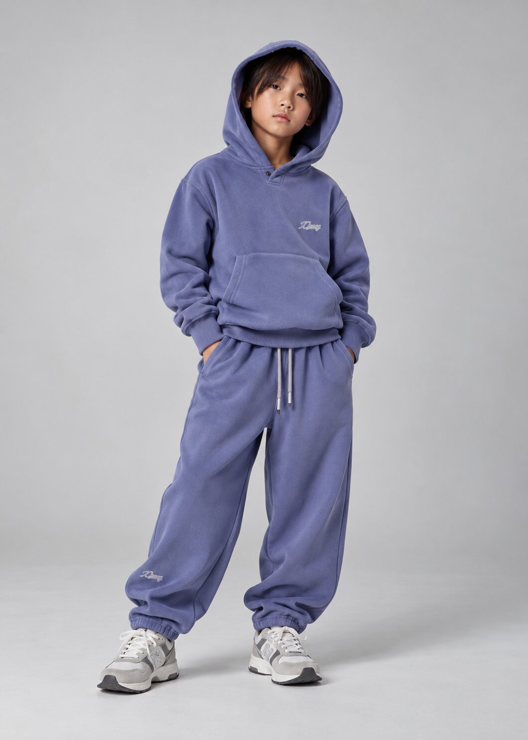 Kids Unisex Blue Hooded Sweatshirt with Jogger Co-Ord Set