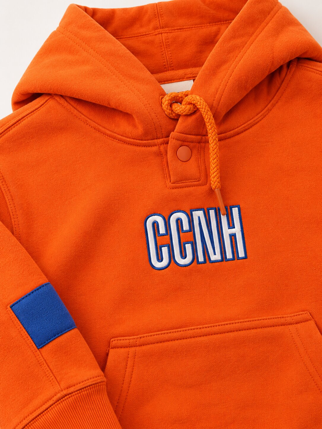 Kids Unisex Orange Solid Hooded Sweatshirt