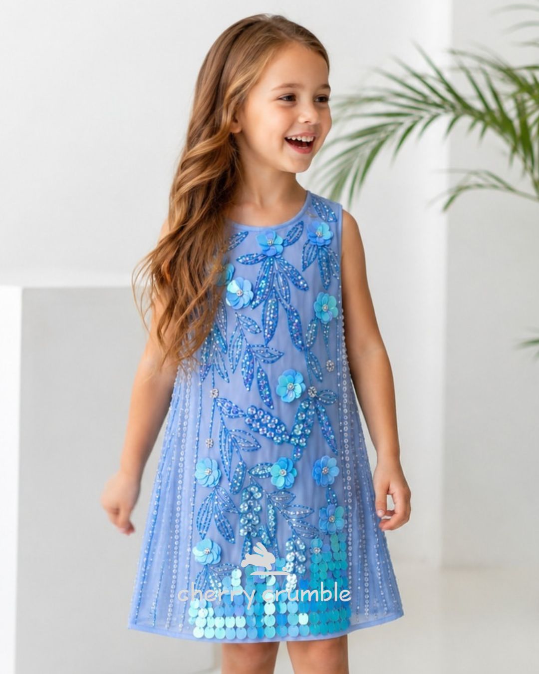 Blue Embellished Party Wear Dress