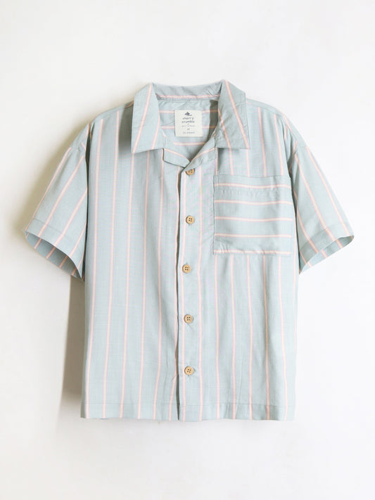 Cherry Crumble Green Stripes Playful-Sleek Summer Shirt