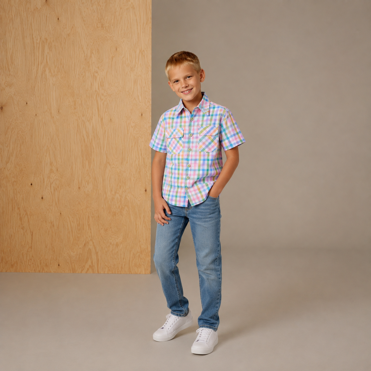 Mehrfarbiges Gingham Verspieltes-Elegantes Sommerhemd