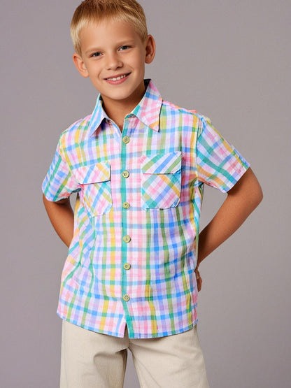 Cherry Crumble Multicolor Gingham Playful-Sleek Summer Shirt