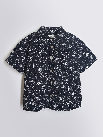 Cherry Crumble White & Black Floral Playful-Classic Summer Shirt